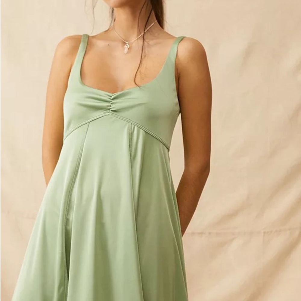 Urban Outfitters Green Ruched Mini Sundress